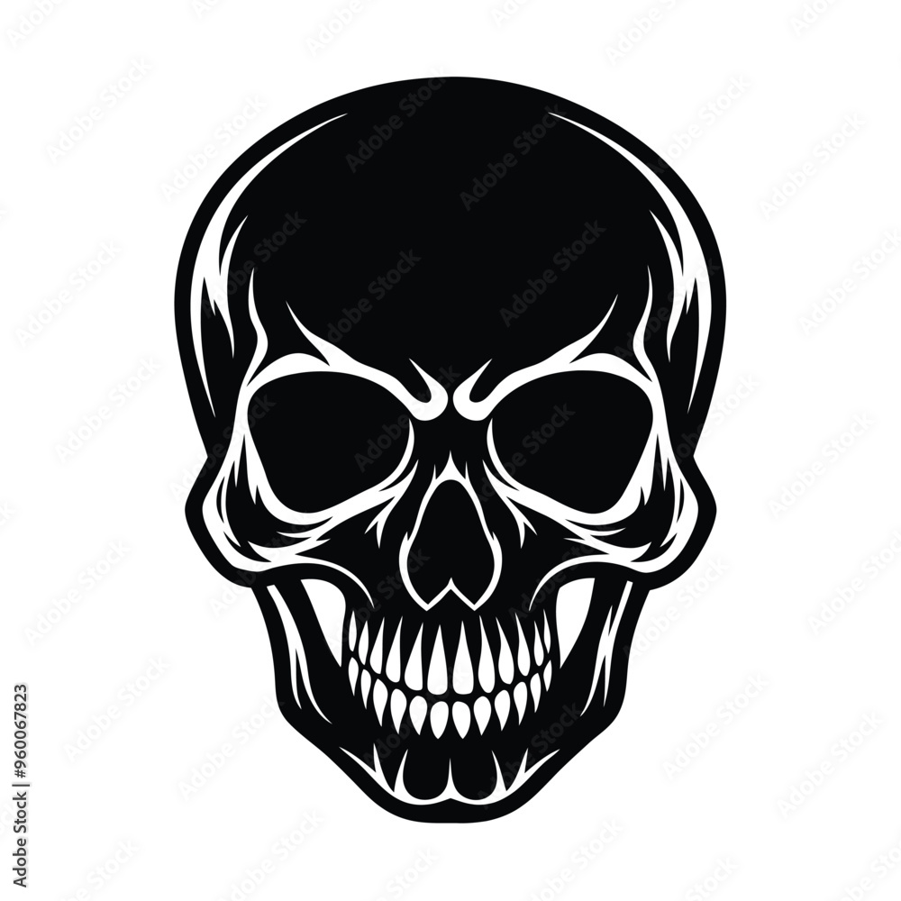black silhouette of a skull isolated on white background black silhouette of a skull isolated on white background