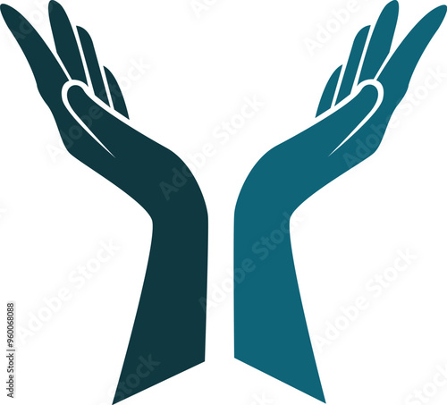 two hands vector illustration on white background