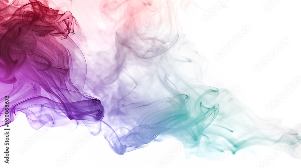 Fototapeta premium Dense multicolored smoke of red, purple and pink colors on a black isolated background. Background of smoke vape