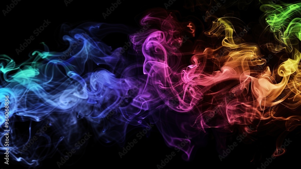 Dense multicolored smoke of red, purple and pink colors on a black isolated background. Background of smoke vape Dense multicolored smoke of red, purple and pink colors on a black isolated background. Background of smoke vape