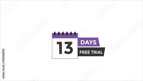 13 days free trial Countdown number banner templates. time icon. Vector Illustration