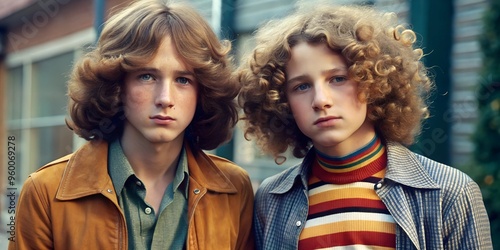 Two teenagers in a 70s look.