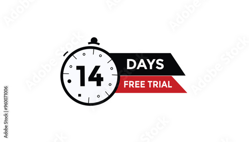 14 days free trial Countdown number banner templates. time icon. Vector Illustration 