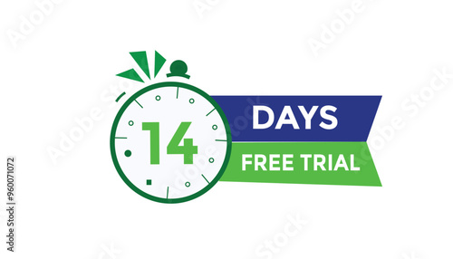 14 days free trial Countdown number banner templates. time icon. Vector Illustration 