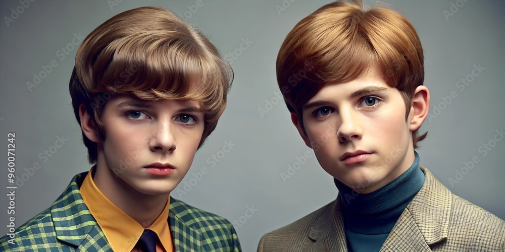 Two teenagers in a 60s look. Two teenagers in a 60s look.