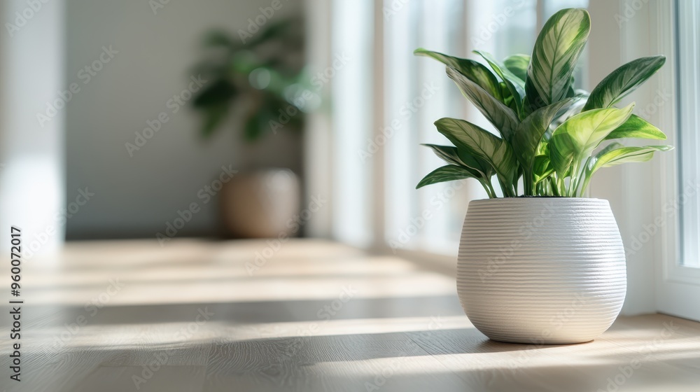 Bright, sunlit image of a potted plant indoors with lush green leaves, set against a minimalistic background that enhances the natural beauty and tranquility of the scene. Bright, sunlit image of a potted plant indoors with lush green leaves, set against a minimalistic background that enhances the natural beauty and tranquility of the scene.