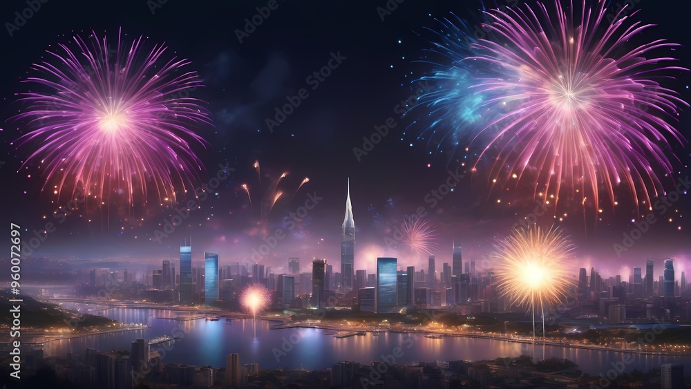 fireworks over the bright city fireworks over the bright city
