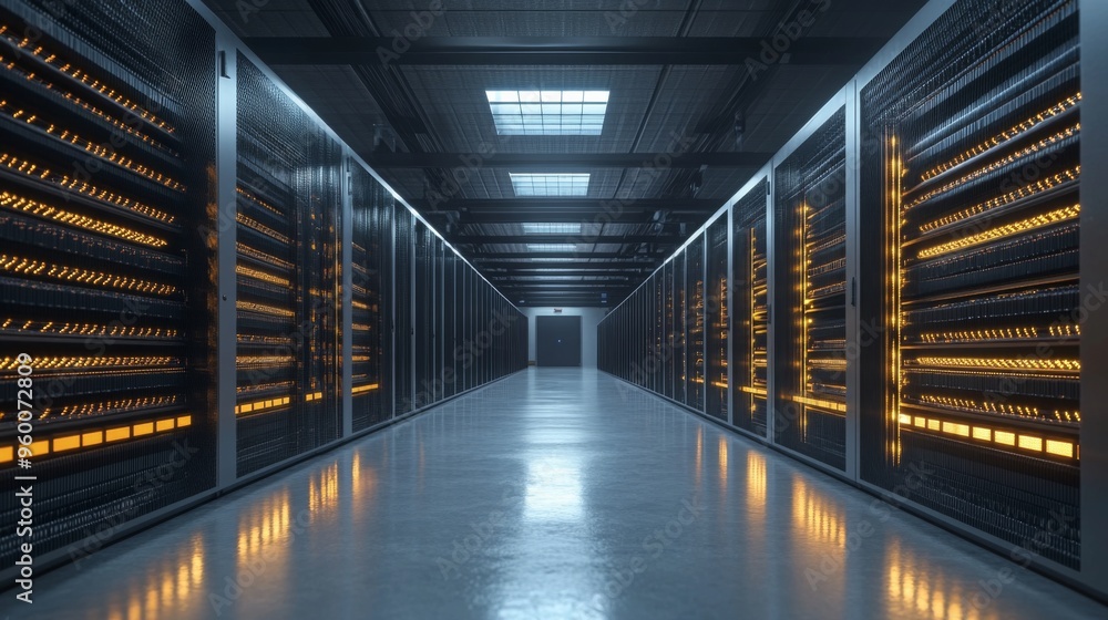 Fototapeta premium Modern Data Center Corridor