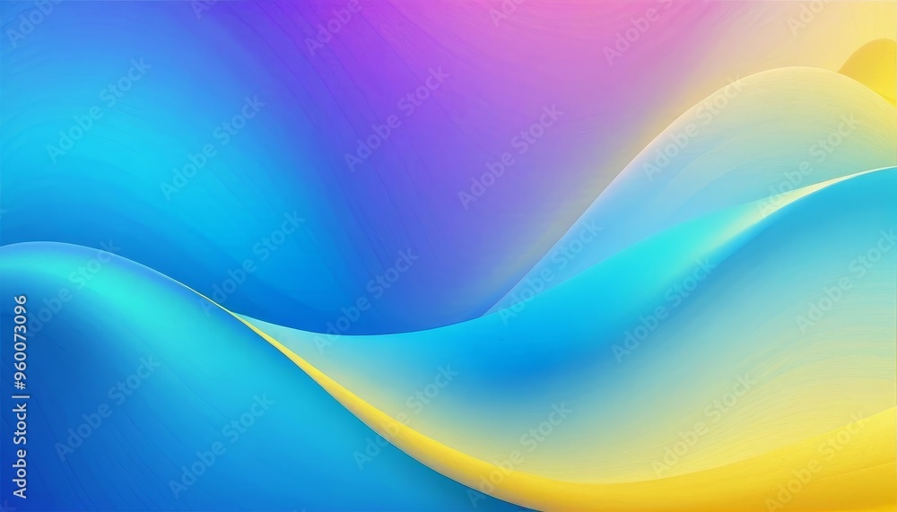 Abstract background with blue, purple, and yellow flowing waves. Abstract background with blue, purple, and yellow flowing waves.
