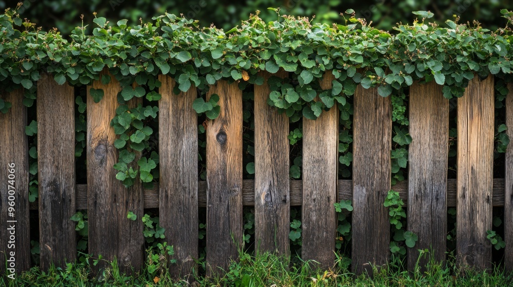 Wooden Fence Covered with Greenery Wooden Fence Covered with Greenery