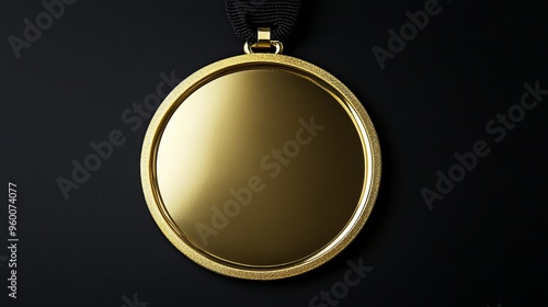 Gold first place winners medal. Success achievement concept