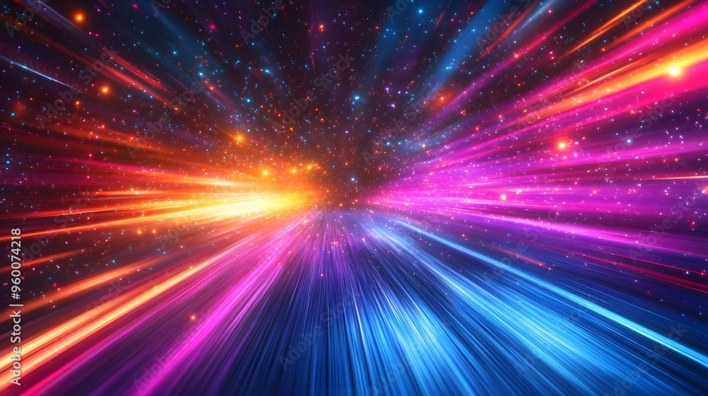 Abstract Colorful Light Streaks with Starry Background Abstract Colorful Light Streaks with Starry Background