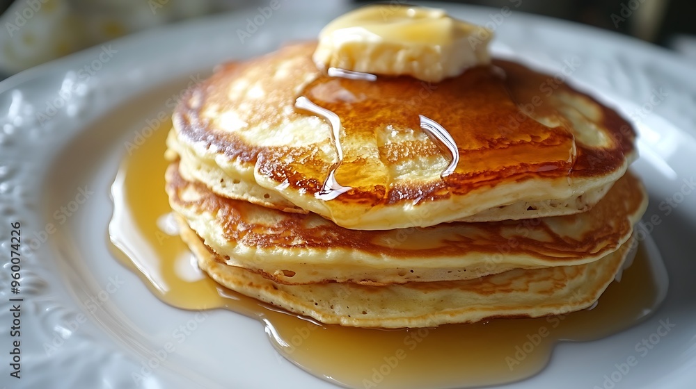 Buttery Pancakes with Syrup Drizzle Buttery Pancakes with Syrup Drizzle