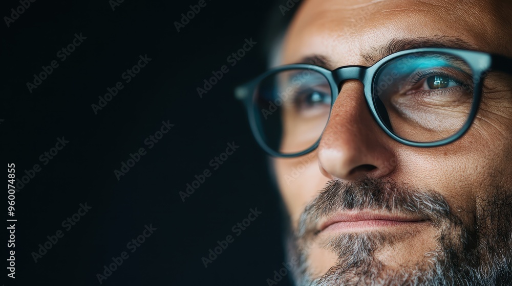 A partially visible person with glasses stands in shadows against a dark, abstract background, suggesting mystery, introspection, and contemplation in a modern setting. A partially visible person with glasses stands in shadows against a dark, abstract background, suggesting mystery, introspection, and contemplation in a modern setting.