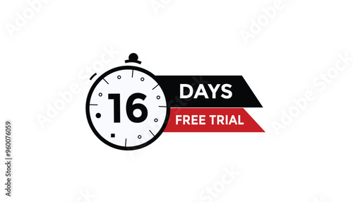 16 days free trial Countdown number banner templates. time icon. Vector Illustration 
