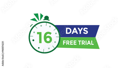 16 days free trial Countdown number banner templates. time icon. Vector Illustration 
