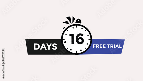 16 days free trial Countdown number banner templates. time icon. Vector Illustration 
