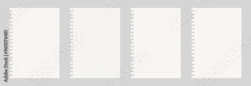 Notebook paper icon set. Template notepad.