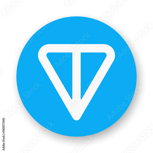 TON icon. White sign on blue background.