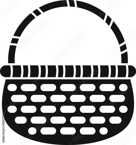 Simple vector icon of an empty basket with a handle often used for gathering food