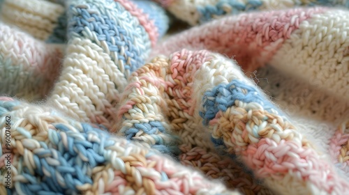 A homespun winter blanket in cozy pastel colors AI generated photo