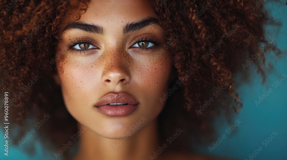 A striking image of a person with curly hair standing against a vibrant blue backdrop, conveying a sense of individuality and natural beauty, with expressive hair texture. A striking image of a person with curly hair standing against a vibrant blue backdrop, conveying a sense of individuality and natural beauty, with expressive hair texture.