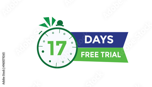 17 days free trial Countdown number banner templates. time icon. Vector Illustration 
