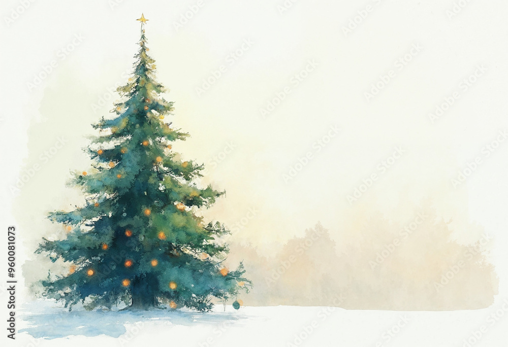 Illustration of Watercolor Christmas Tree, New Year Background Illustration of Watercolor Christmas Tree, New Year Background