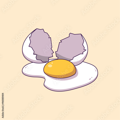Spilled Egg with shell vector Illustration