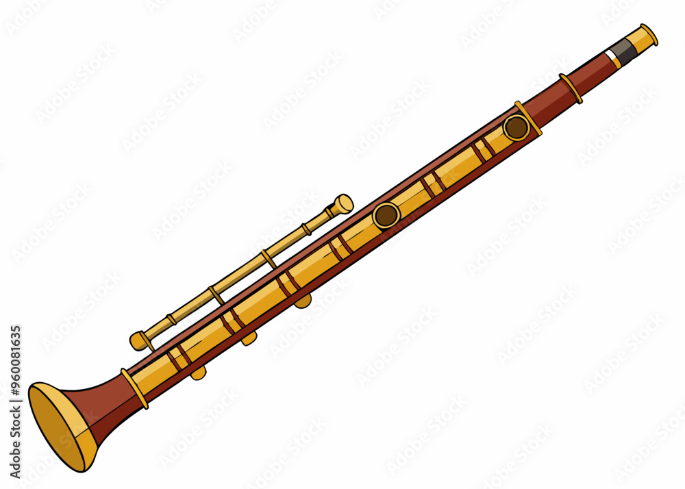 Fototapeta premium Vector illustration of Bassoon woodwind instrument lying isolated on white background 