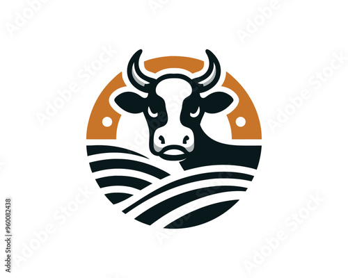 Cow logo vector. Colorful cow head logo. Animal farm. Cow icon. Dairy product symbol vector illustration.