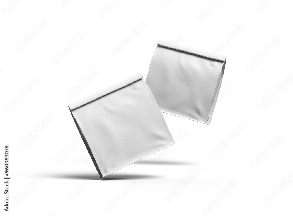 Render of a glossy square paper bag with folded top on transparent background Render of a glossy square paper bag with folded top on transparent background