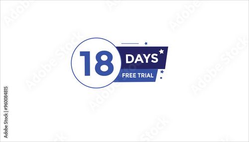 18 days free trial Countdown number banner templates. time icon. Vector Illustration 