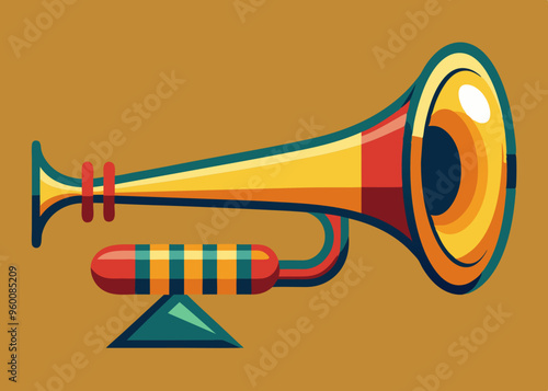 Retro Post horn. Hunting bugle vector illustration