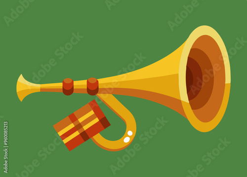 Retro Post horn. Hunting bugle vector illustration