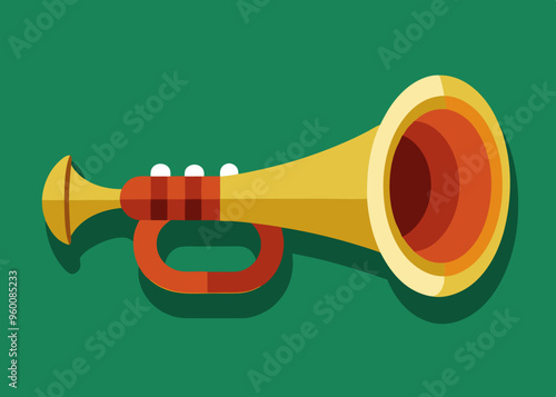 Retro Post horn. Hunting bugle vector illustration