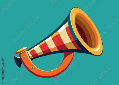 Retro Post horn. Hunting bugle vector illustration