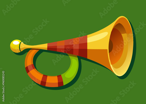 Retro Post horn. Hunting bugle vector illustration