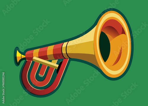 Retro Post horn. Hunting bugle vector illustration