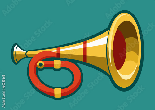 Retro Post horn. Hunting bugle vector illustration