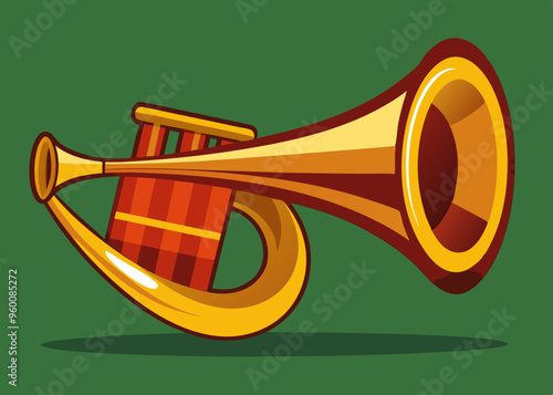 Retro Post horn. Hunting bugle vector illustration