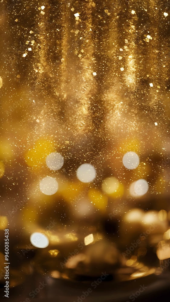 Golden festive glitter background with defocused lights Golden festive glitter background with defocused lights