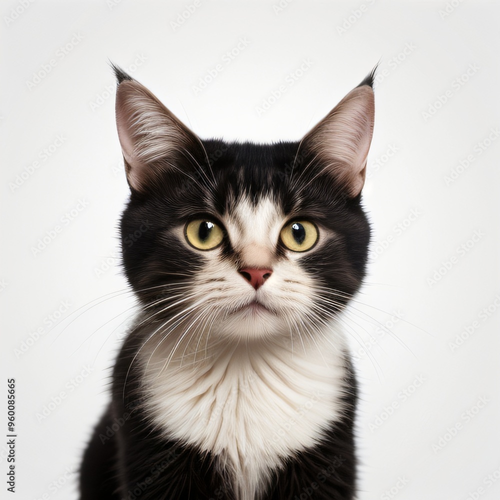 Adorable Tabby Cat Sitting on White Background Adorable Tabby Cat Sitting on White Background