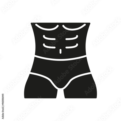 Man Muscular Torso Silhouette Icon, Symbol of Fitness And Core Strength. Strong Abs, Exercise And Healthy Diet Glyph Pictogram. Isolated Vector Illustration