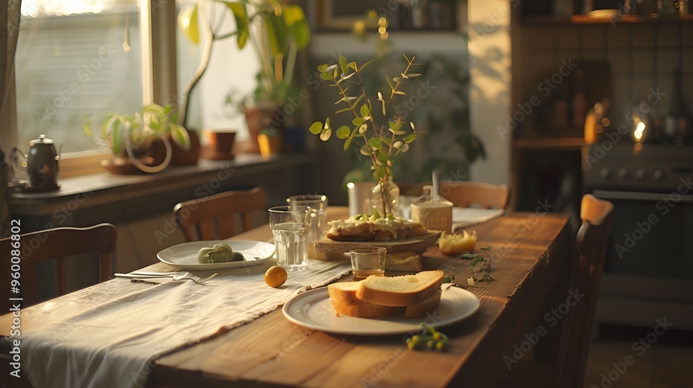 Artistically arranged grilled cheese sandwich in a homely setting AI generated illustration Artistically arranged grilled cheese sandwich in a homely setting AI generated illustration