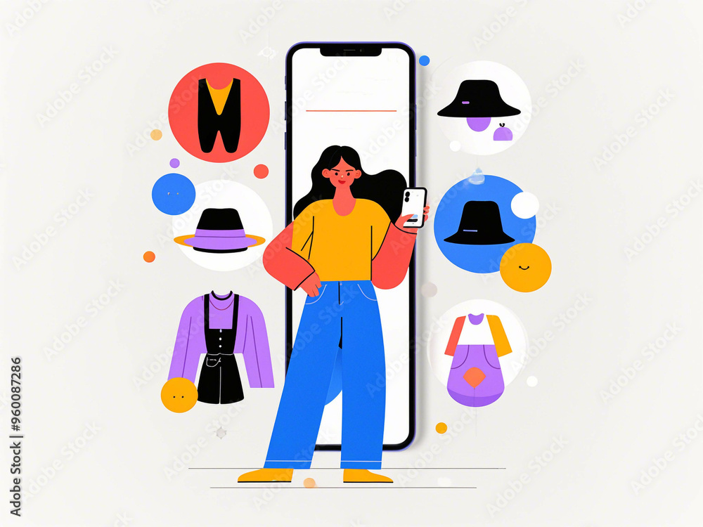 Girl shopping on mobile app Girl shopping on mobile app