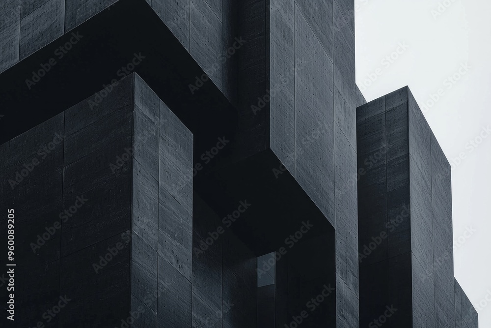 Minimalist aesthetic design of dark architecture theme focuses on shapes and patterns Minimalist aesthetic design of dark architecture theme focuses on shapes and patterns