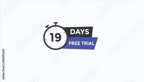 19 days free trial Countdown number banner templates. time icon. Vector Illustration