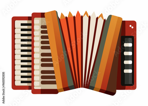 Accordion musical instrument isolated on white background 