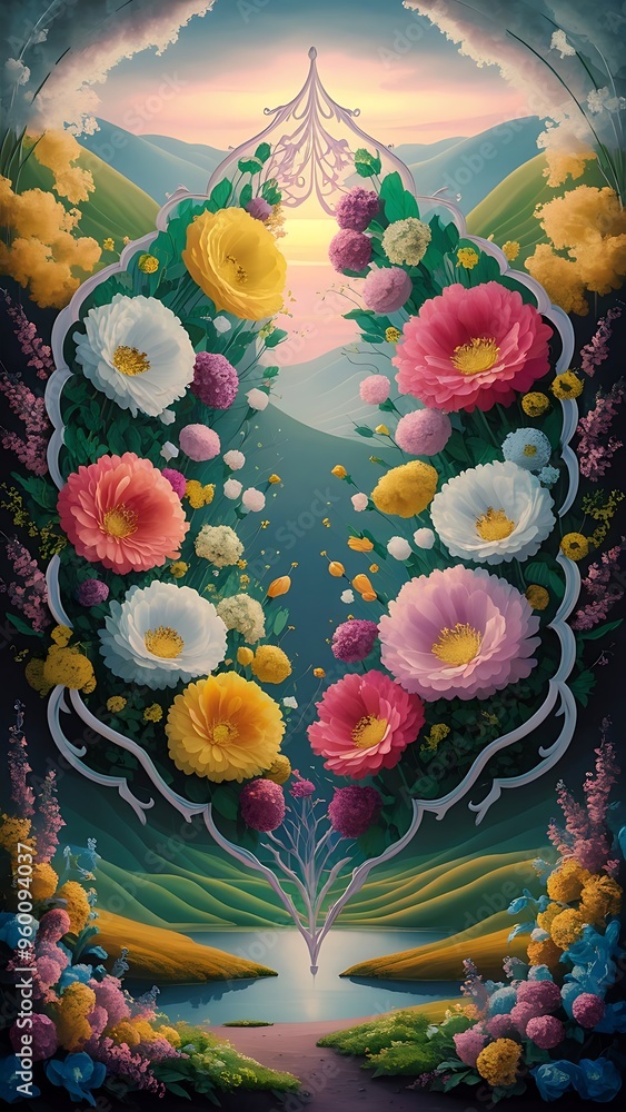 Art spring flowers frame background Art spring flowers frame background